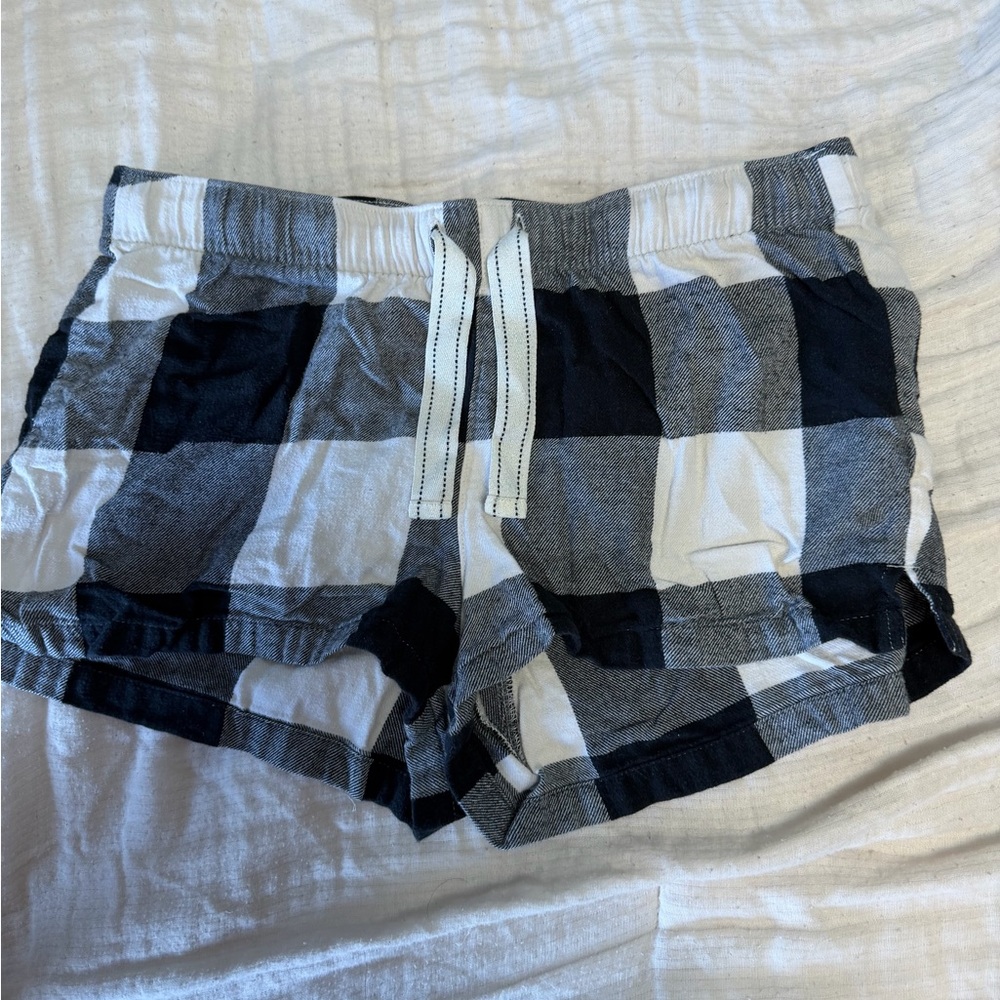 Old Navy Black and White Plaid Athletic Lounge Shorts